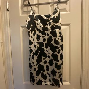 Cow print slip dress